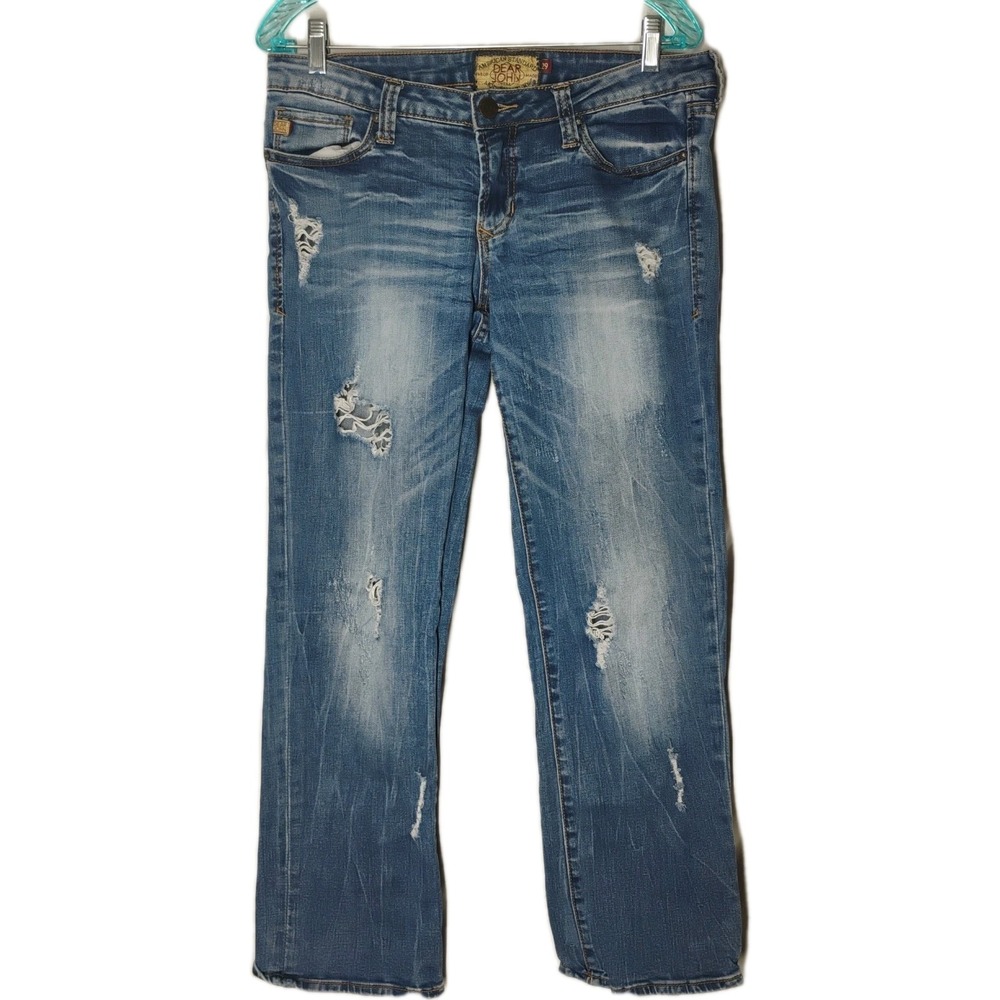 Dear John Women's 29 (32) Distressed Medium Wash Denim Blue Jeans